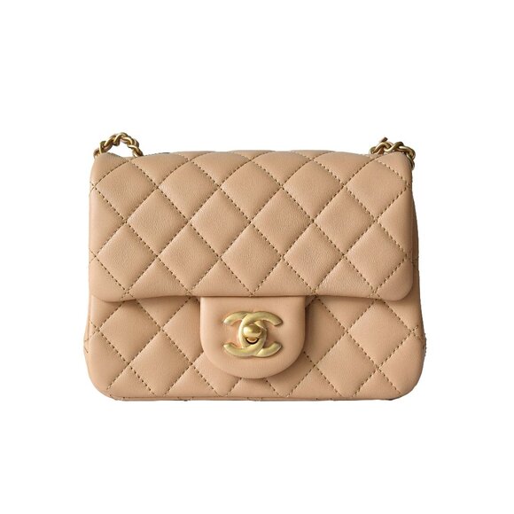 Chanel Lambskin Quilted Flap Bag Gold Hardware Tan - Picture 1 of 7
